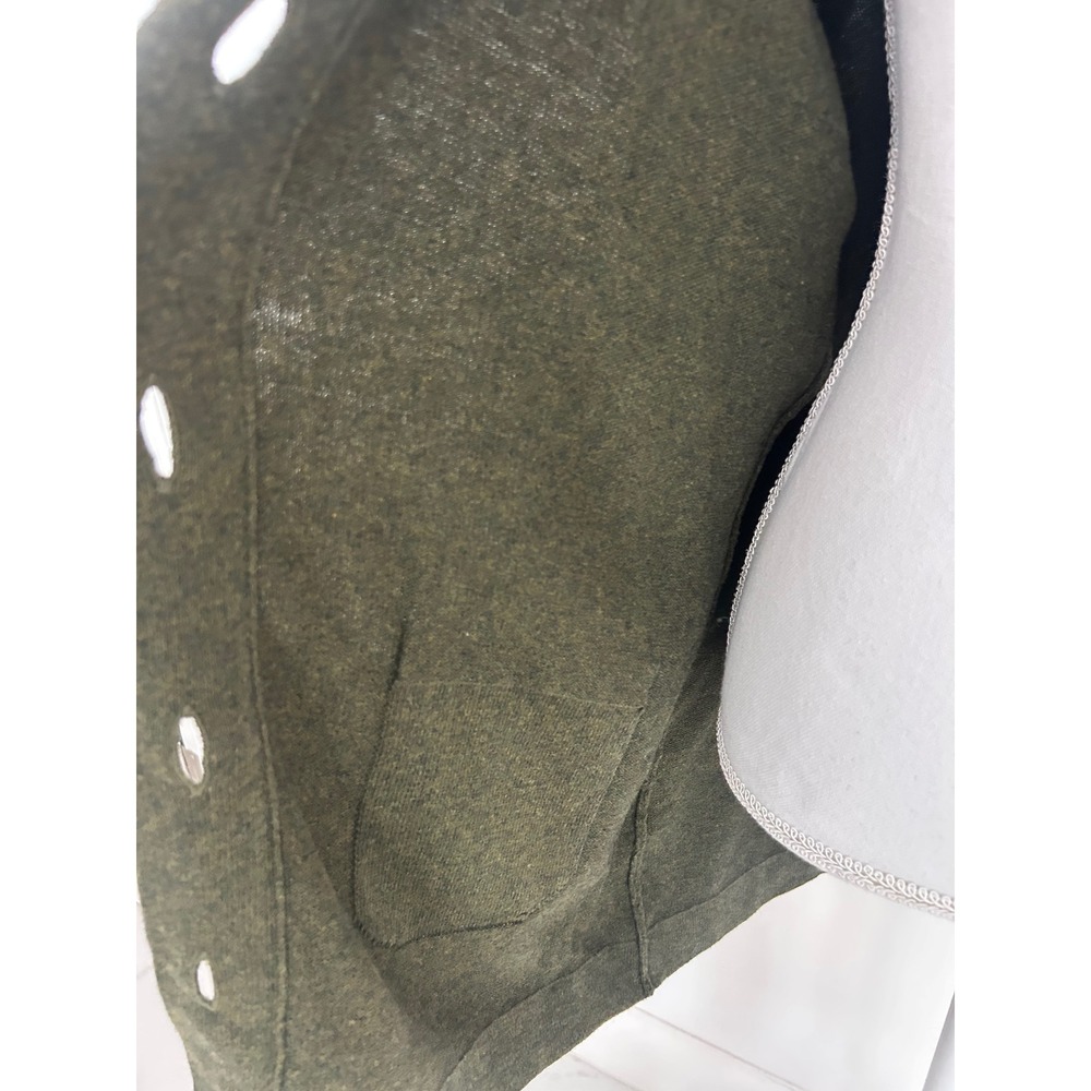 Kate Hill Women XL Olive Green Wool Blend Shawl Collar Button Front Cardigan - Picture 8 of 8